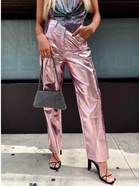 12th TRIBE Pink Metallic Straight Leg Pants. Size Small